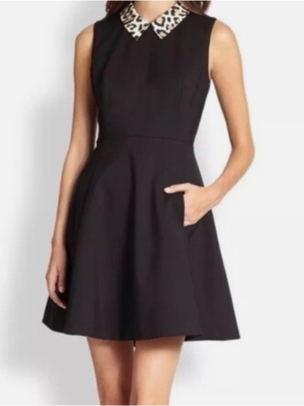kate spade Rissa Fit-and-Flare Dress with Leopard Collar